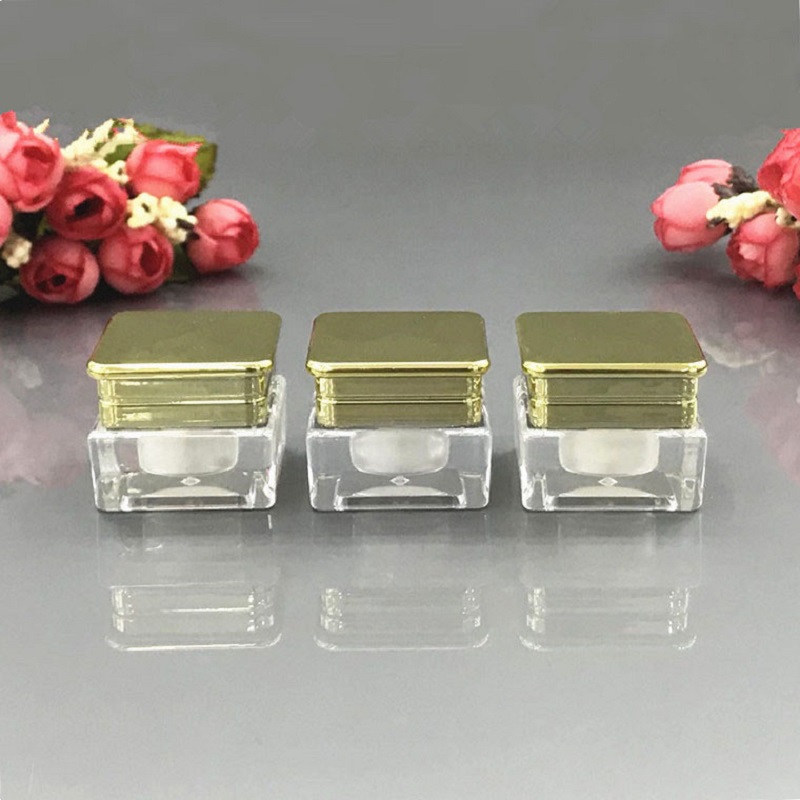 Gel Refill Pack - جرة أكريليك بلاستيكية مربعة ذهبية 5G/وعاء/زجاجة
