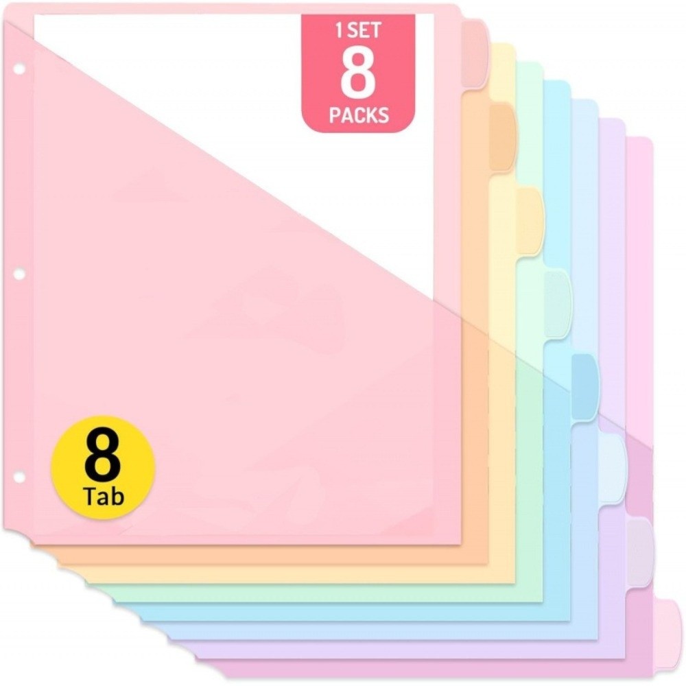 Tab Divider A4 - 8 قطع من فواصل الملفات الباستيل